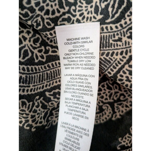 Chico's Tunic Womes XL/3 Paisley Black Tan Floral V-Neck Blouse Top Boho Flowy - Picture 10 of 12